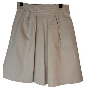 ZARA Size Small Beige Pleated A-Line Skirt S 98% Cotton 2% Elastane